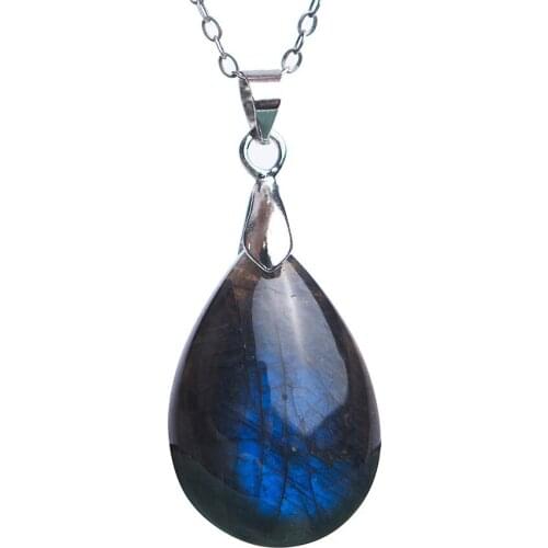 2018 Newly Genuine Natural Labradorite Gems Water Drop Shaped Crystal Necklace Popular Stone Pendant Fashion Crystal Pendant