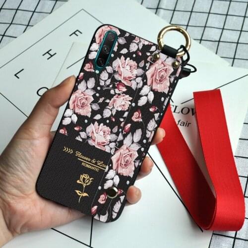 3D Floral Hand Strap Case For Huawei Honor 30 Pro Plus 30S Silicone Cover With Lanyard For Huawei Honor 20 Lite 20i X10 Max