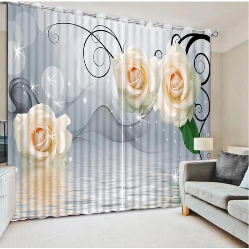 3D Curtains Window Curtain Living Room Flower Smog In Water Fabric Curtains Printed Curtain Home Bedroom Decoration