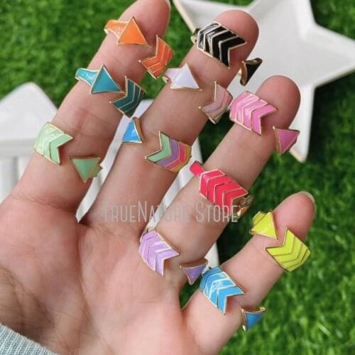 5Pcs RM40078 Adjustable Copper Jewelry Gold Plated Rings Colors Gold Plated Enamel Point Arrow Ring