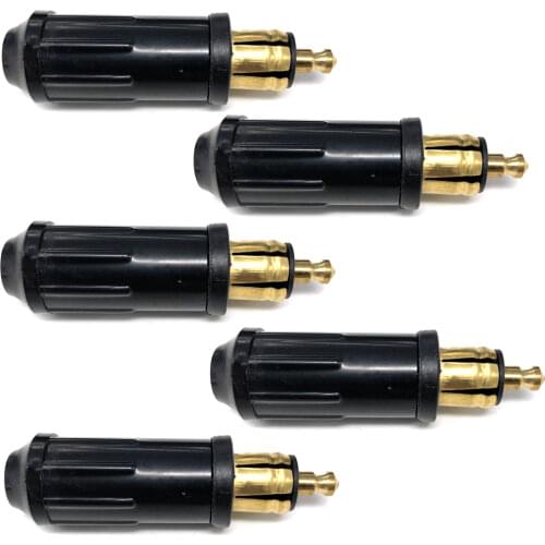 5pcs DIY DIN Hella Male Plug Powerlet Plug European Type 12v Cigarette Lighter Adapter Connector Fits BMW Motorcycles