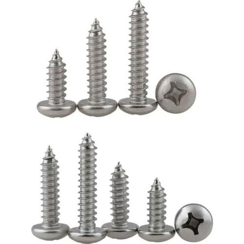 50PCS M1.2M1.4M1.7M2M2.2M2.6 304 stainless steel cross round head self-tapping screw