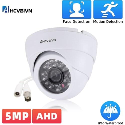 AHCVBIVN 5MP AHD Mini Dome IR CCTV Camera Support IR-CUT Night Vision 24pcs Infrared Lamps CCD for Home Security Remote Viewing