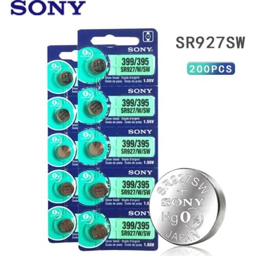200PC Sony 1.55V AG7 LR927 LR57 SR927W 399 GR927 395A AG 7 Battery Button Batteries For Watch Toys Remote Cell Coin