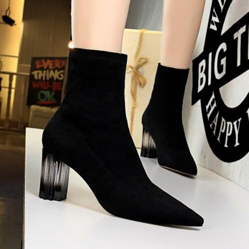 BIGTREE 2020 Women Nightclub Boots Winter Ankle Boots Fashion Womens Shoes Autumn Designer Boots Pointed Toe Female High Heel