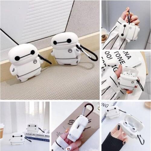 Disney Big Hero 6 Baymax Earphone Cover Case For Airpods 1 2 Pro Anime Case sticker Bluetooth shockproof soft shell Bag pendant