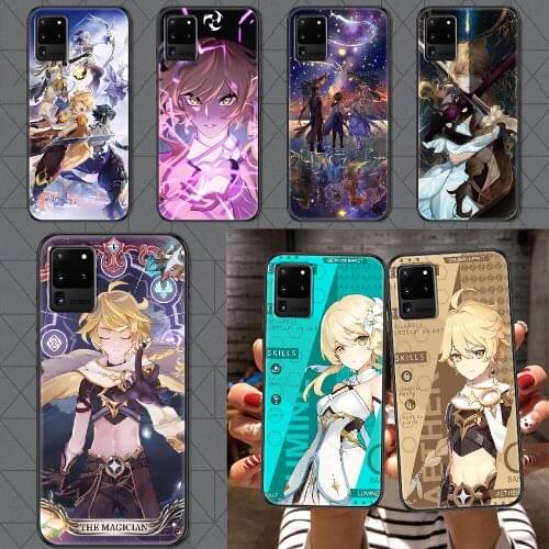 Genshin Impact Lumine Game Phone case For Samsung Galaxy Note 4 8 9 10 20 S8 S9 S10 S10E S20 Plus UITRA Ultra black tpu