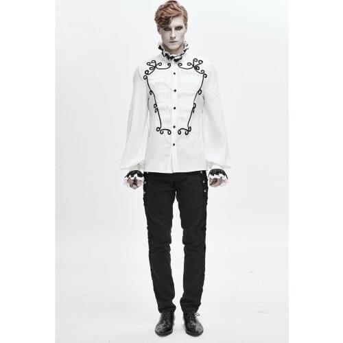 Formal Shirts For Men New Arrivals High Quality Gothic Men Shirts White Vintage Long Sleeves Lantern Sleeves