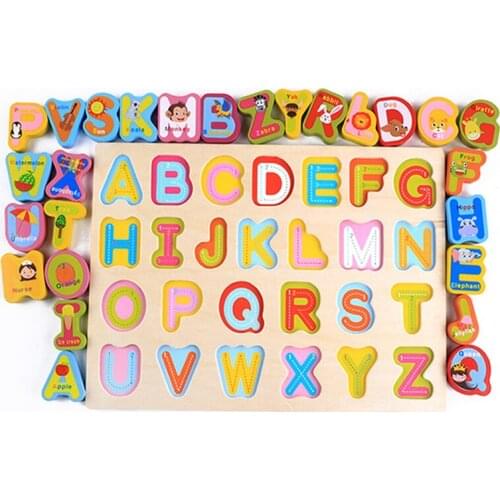 Baby Wooden Early Educational Toys Learning Letter Digital Graphics 3D Puzzle Board Montessori Educational Toys Teaching Aids