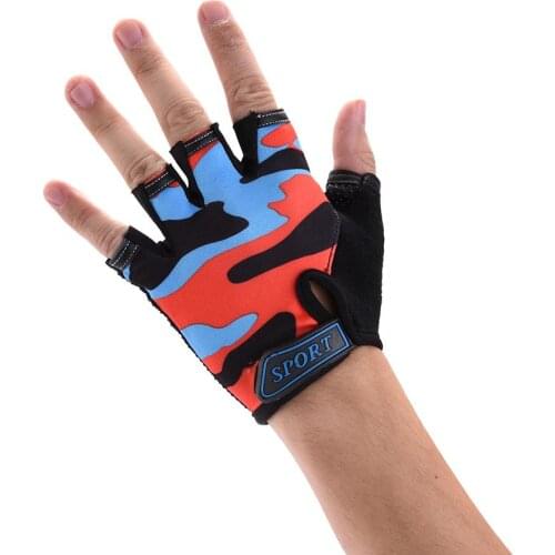 2019 High Quality Children Kids Bike Gloves Half Finger Breathable Camouflage Childrens Riding Half Finger Gloves