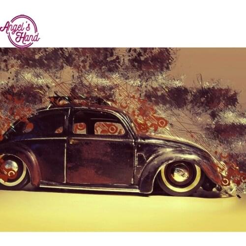 DIY, overall, square diamond embroidery, gold classic car, 5D, diamond painting, cross stitch, 3D, diamond mosaic