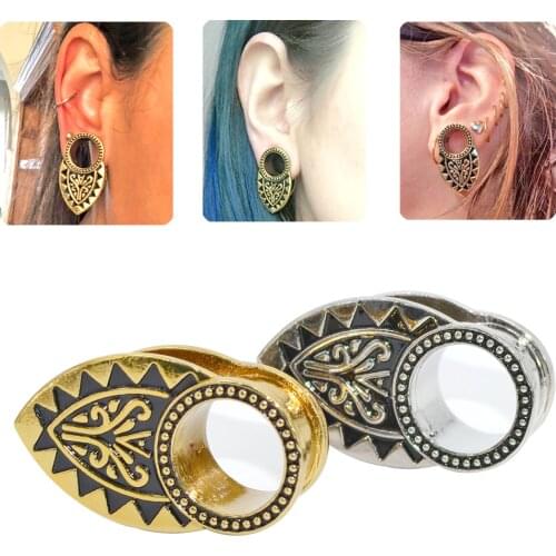 Surgical Steel Ear Weight Tribal Silver Color &Gold Den Ear Gauge Plug Tunnel Ear Expander Ear stretcher Body Piercing Jewelry