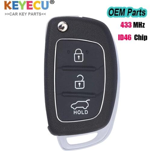 KEYECU OEM for Hyundai Accent 2014 2015 2016 Folding Flip Remote Control Car Key, Fob 3 Buttons - 433MHz - ID46 Chip