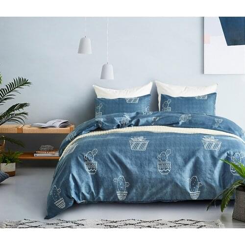 KTLRR Green Cactus Pillowcase Duvet Cover Set New Pastoral Bedding Set Modern Bed Linen Autumn winter Bedding 2/3pcs set