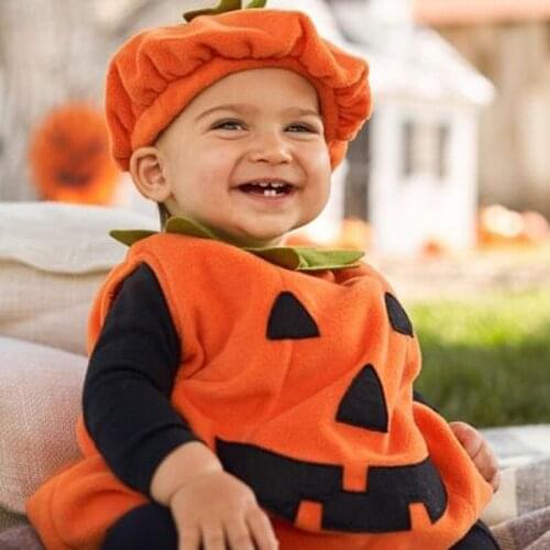 Halloween Costumes Cute Pumpkin Jumpsuit Cosplay 0-3 Years Cartoon Baby Toddler Rompers Hat Shoes Kids Suitfor Girls Boys C20C79