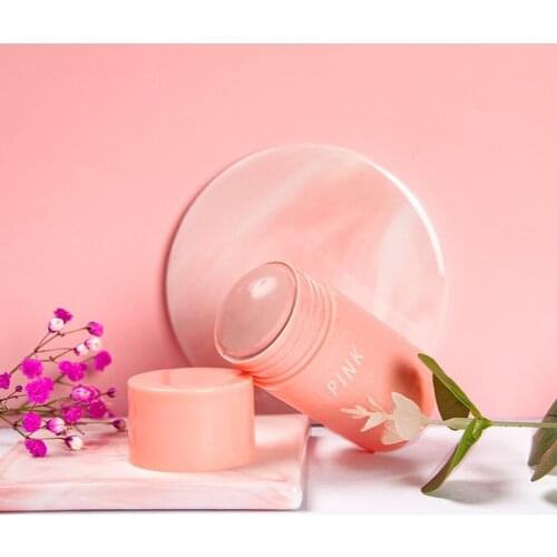 40g Pink Purifying Clay Stick Mask Green Tea Oil Control Solid Deep Cleaning Mask Eggplant Anti-acne Remove Blackhead Mud Mask