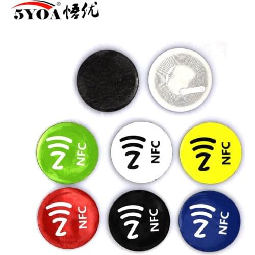 6pcs/lot NFC Tags Stickers Anti Metal Ntag213 adhesive label Metallic sticker Universal Lable RFID Tag for all NFC Phones
