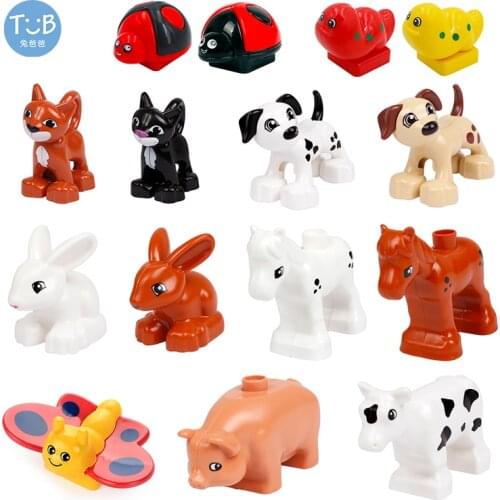 Duploed micro Big Building Blocks Animal Accessories Cat dog pig cow horse Compatible with Duploed Toys for Children Kids Gifts