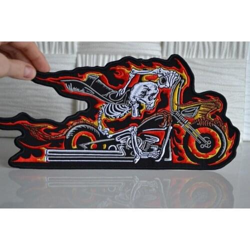 Wind-fire Rings Ghost Cool Embroidered Patches Iron on Patches for Clothes Jacket Vest Motorcycle MC Punk Biker Appliques Badge