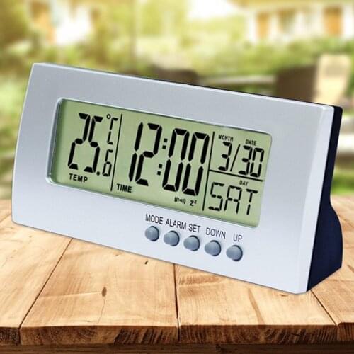 Desktop Snooze Alarm Clock Indoor Thermometer For Home Office 12H/23H, °C/°F