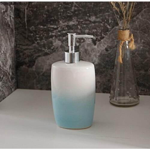 Nordic Style Gradient Colour Ceramic Wristband Hand Dispenser Portable Bathroom Accessories Liquid Soap Dispenser Lotion Bottle