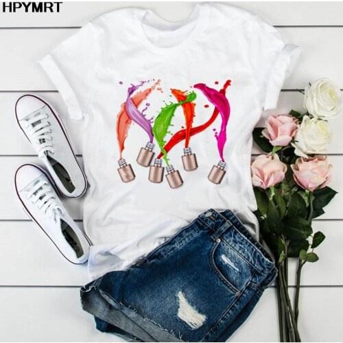 New summer 3D Finger Nail Paint T Shirt Kawaii Cartoon Women T-shirts Tops Female Tee Plus Size Harajuku Tshirt female clothing
