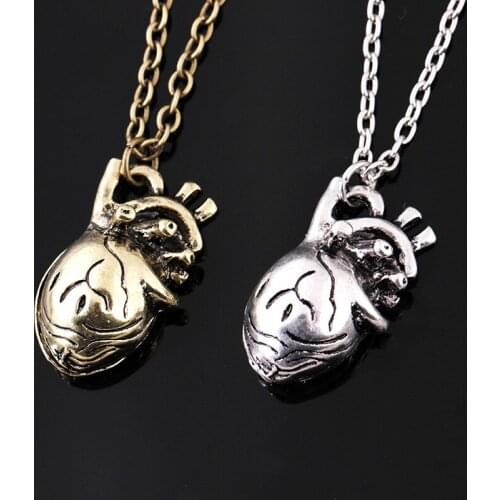 Vintage Anatomical Heart Pendant Necklace Anatomy Jewelry Women Men Science Biology Gift For Doctor Nurse Medical Student