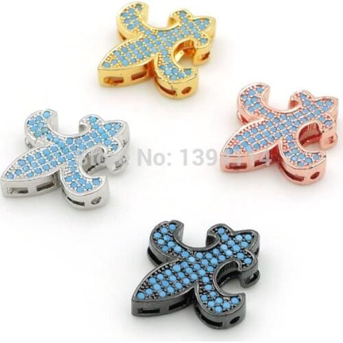 18*18*3mm Micro Pave Kallaite CZ Anchor Flat Beads Fit For Making DIY Bracelets Jewelry
