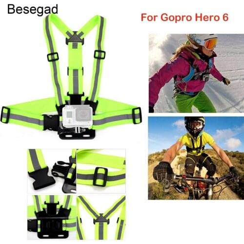 Besegad Adjustable Elastic Luminous Chest Mount Harness Strap for GoPro Hero 6 Go Pro Hero6 Camera Fluorescent Accessories