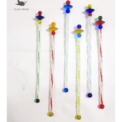 Handmade Drink Glass stir bar cocktail stick Creative Wine mixing swizzle stick art Thread Design Long handle stirring rod 6pcs