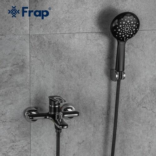Frap Black/ White Bathtub Faucet Waterfall shower bathroom mixer Wall Mounted Hot & Cold Water Mixer Taps Bath Shower Faucet
