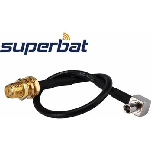 Superbat 2pcs RP-SMA Jack (male pin) Bulkhead to TS9 Plug Right Angle Pigtail Cable RG174 for AirCard USB 301 302 305 306