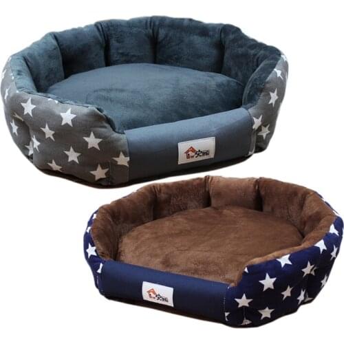 Stars Printed Dog Bed Canvas Fabric Wear-resistant Couch for Dogs Autumn Winter Kennel for Cats Warm Cozy Puppy Baskets Mat