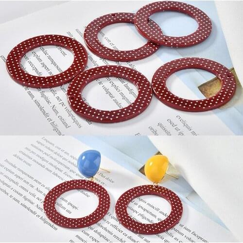 Trendy white spots round shape handmade acrylic/resin material earrings/necklace charms diy jewelry pendants accessory