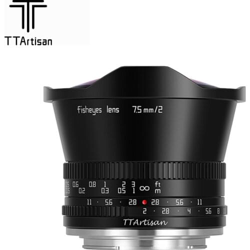 TTArtisan 7.5mm F2 APS-C Fisheye Lens Manual Focus for Canon EOS-R Sony E Nikon Z Sigma L Fuji X A 6000 A6400 Zfc Z5 Z6 fp RP
