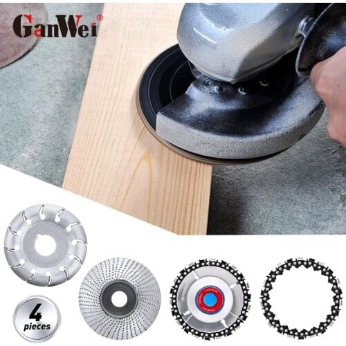 GanWei 4 Pieces Angle Grinder Wood Carving Disc Shaping Disc 12 Teeth Wood Shaping Disc for Wood Cutting Shaping Polishing