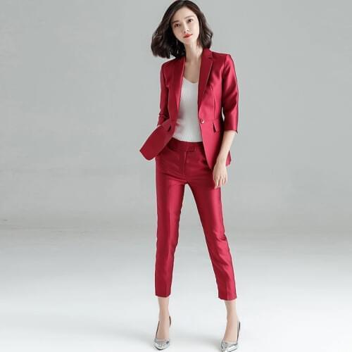 Spring Autumn Business Suits,Women Civility Formal Pant Suits,2018 New,Office Lady Suit Set,Korean Version Formal Clothes,F8