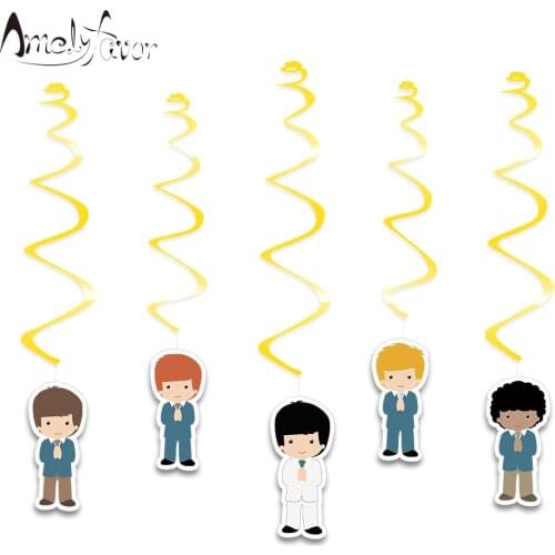 My Frist Communion Theme Ceiling Hanging Swirl Decoration Series 1 Boys Cutout Party Decorations Supplies Event Party Supplies