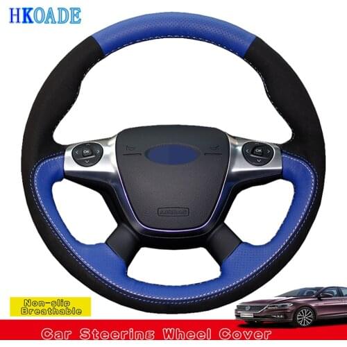 DIY Hand-stitched High Quality Leather Car Steering Wheel Cover For Ford Focus 3 2014-2012 KUGA Escape 2016-2013 C-MAX 2018-2011