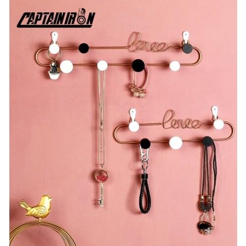 CAPTAINIRON Iron LOVE Letter Decorative Hook for Key Holder Coat Perchero Metal Wall Hanger for Home Decor Housekeeper Organizer