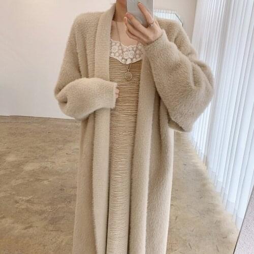 Korean Style New 2021 Lantern Sleeve Open Stitch Oversized Sweater cape coat Female Knit Coat S83