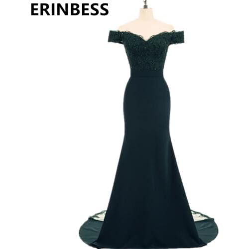 ERINBESS Robe De Soiree Mermaid Hunter Green Burgundy Long Evening Dress Party Elegant Vestido De Festa Long Prom Gown 2020