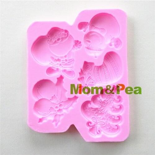 Mom&Pea 0942 Free Shipping Christmas Related Shaped Silicone Mold Cake Decoration Fondant Cake 3D Mold Food Grade