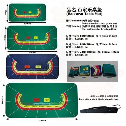 1.8m Baccarat Game Mat Rubber Table Top Pad Casino Layout Card Gambling Cloth