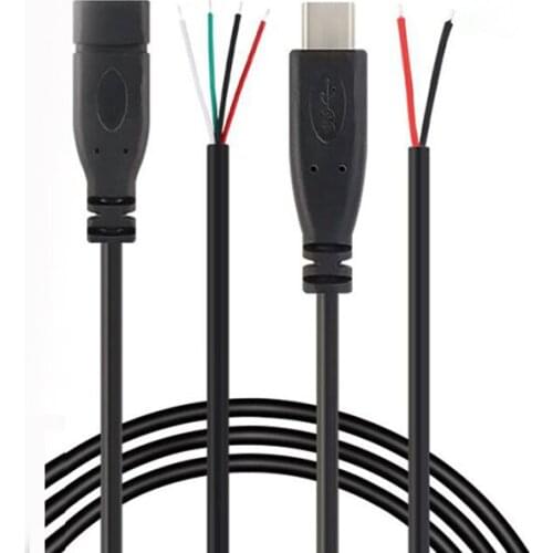 1pcs/5pcs 2-pin 4-pin Data line 25cm USB 2.0 Type-C Power Supply Extension Wire Cable Charger Connector Male Female Plug