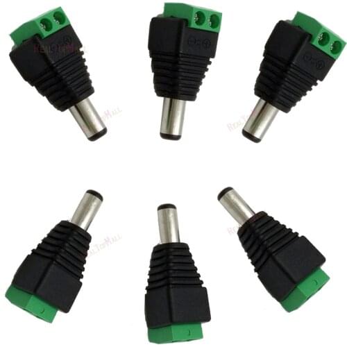 100Pcs/Lot DC Power Male Jack Connector Plug 5.5mm x 2.1mm For CCTV Camera