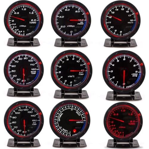 2.5" 60mm Red/White Display Gauge Turbo Boost Wat.Temp Oil Temp Oil Pres Voltage Tachometer Rpm Air Fuel Ratio EGT Car Meter