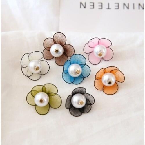 30pcs/lot color Simulated-pearl decoration flowers shape Polyester fashion diy jewelry earring/garment pendants accessory
