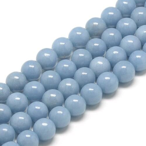 4/6/8/10mm Natural Angelite Anhydrite Round Stone Beads Strands For Necklaces Bracelets Jewelry Making DIY , Hole: 1mm