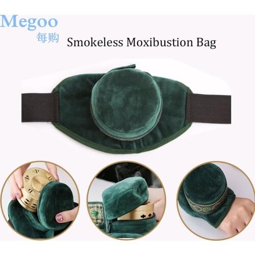 5 Types Green Flocking Smokeless Moxibustion Bag Copper Box Moxa Sticks Burner Body Neck Arm Back Relax Massage Pain Relief